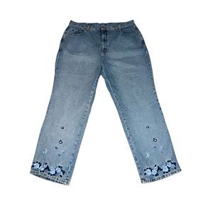 Avenue Blues‎ Woman's Jeans Size 22 Embroidered Flowers Plus Size Pants Comfort